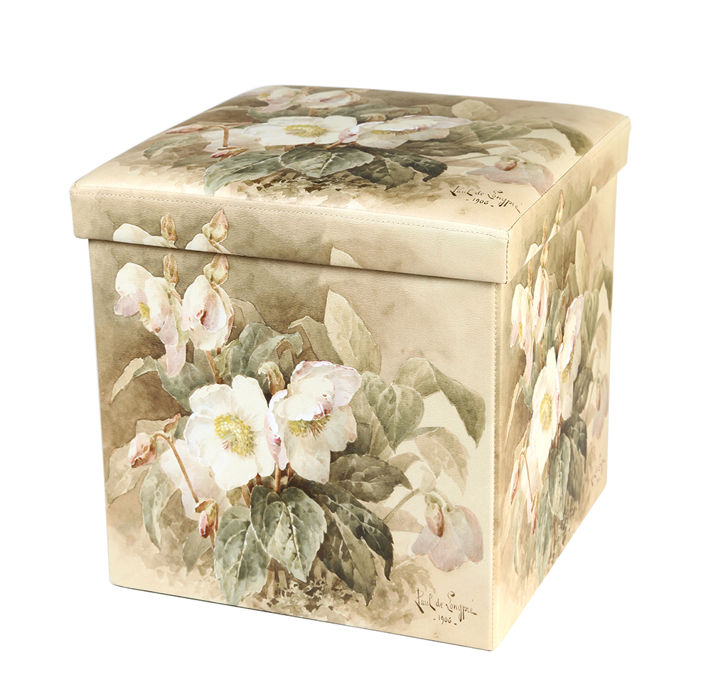 retro floral designs foldable stool high quality ottoman leather storage ottoman and new pouf chair living room