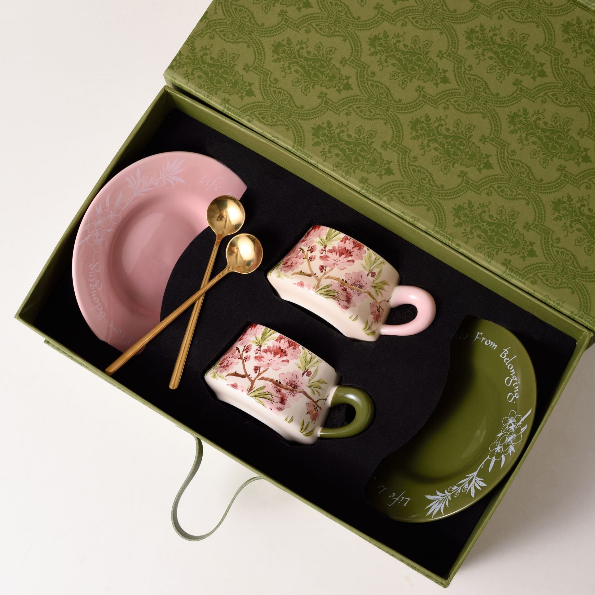 Coffret cadeau tasse fleur de pêcher bonne chance