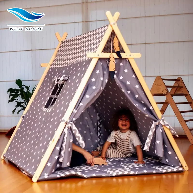 Tenda giocattolo da gioco pieghevole Teepee Play House tenda per bambini tenda da gioco pieghevole in tela Teepee per bambini