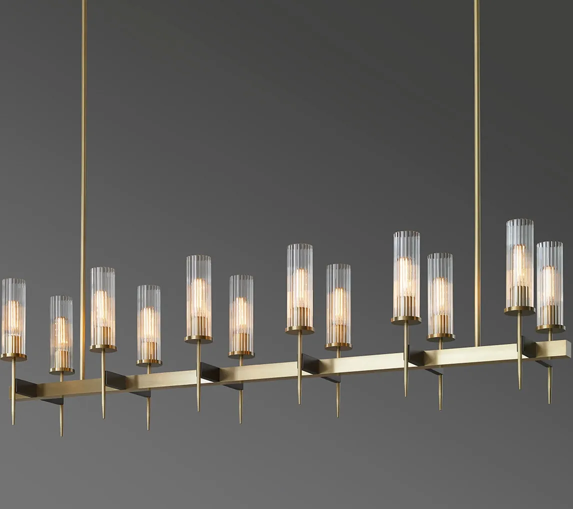 Luxury modern glass hanging light lobby brass crystal chandelier for home decor bronze pendant lamp suspension