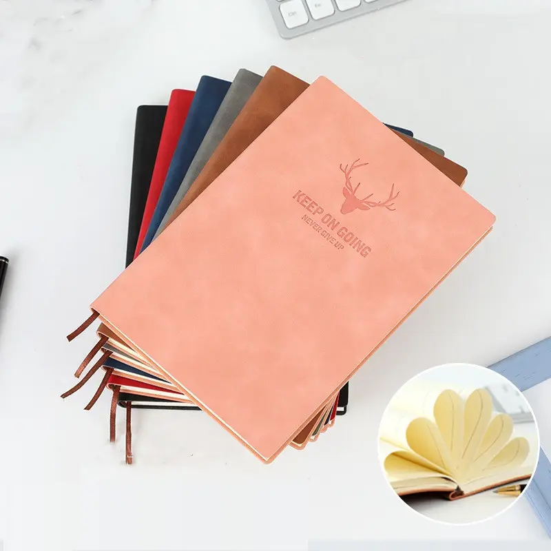 Leather Notebook Sheepskin Embossed A5 Size 14.5*21cm PU Leather Notebook Cover School Kids Stationery