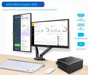 スーパーマーチ4K CPUミニデスクトップPC RTXプロセッサモニター付きSSDハードDDR4 RAMファンレス工業用コンピュータ - Product Image 3