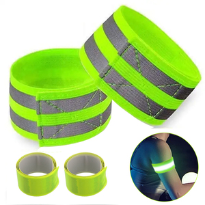 MANCAI Sourcing 2 uds correas elásticas de gancho y bucle de alta visibilidad, bandas reflectantes ajustables para muñeca brazo tobillo pierna - Product Image 1