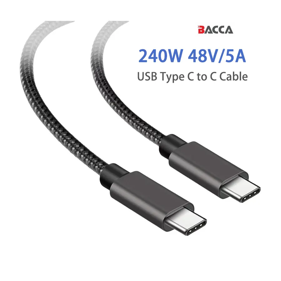 3ft/6ft 1m/2m QC3.0 PD240W USB2.0 Tipo-C 5A Carga Rápida Metal USB Cabo de transferência de alta velocidade 480 Mbps Núcleo de cobre grosso estanhado