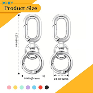 Tamanho personalizado Metal Oval Ring Spring Clasps Abrir Mosquetão Keychain Bag Clips Gancho Dog Cadeia Buckles Conector para Diy Jóias