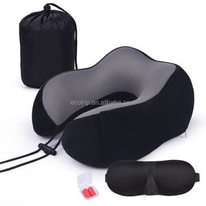 Set bantal pijat leher busa memori tidur pesawat kereta terdiri dari bantal Nick & Masker Mata - Product Image 1
