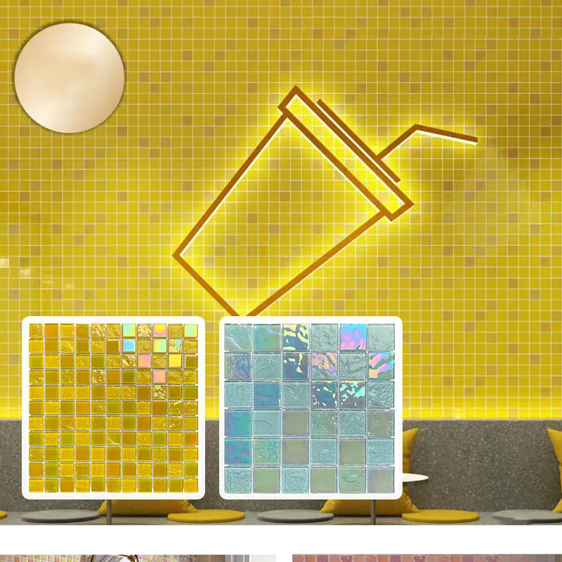 Exquisito colorido 3D vidrio triángulo mosaicos baño azulejos Ideas ducha Fondo pared mosaico Panel