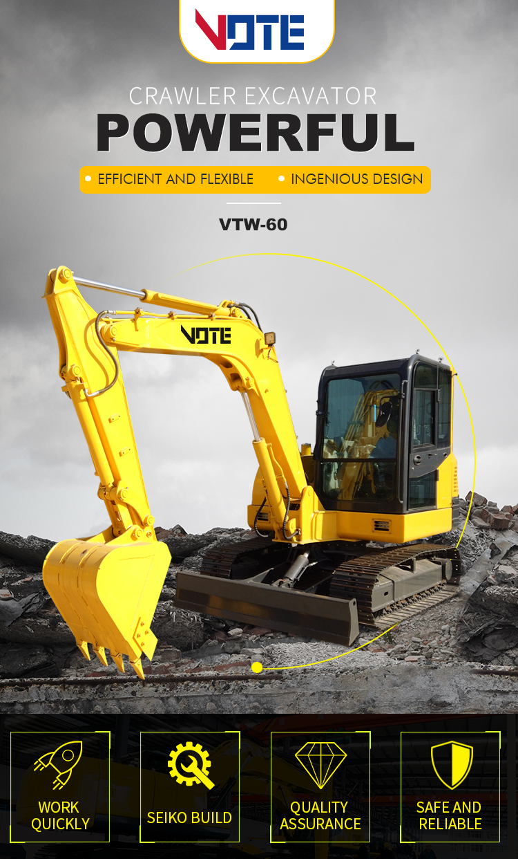 Chinese 6 ton excavator CE rubber crawler track excavator with auger crawler digger material handling Chinese digger