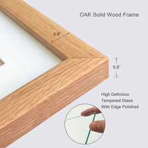 Made of Glass and Natural Oak Wooden <strong>Frame</strong> - Display Picture 4x4 with Mat or <strong>6</strong> <strong>X</strong> <strong>6</strong> Without Mat, 6x6 Photo for Wall or Tabletop - Product Image 2