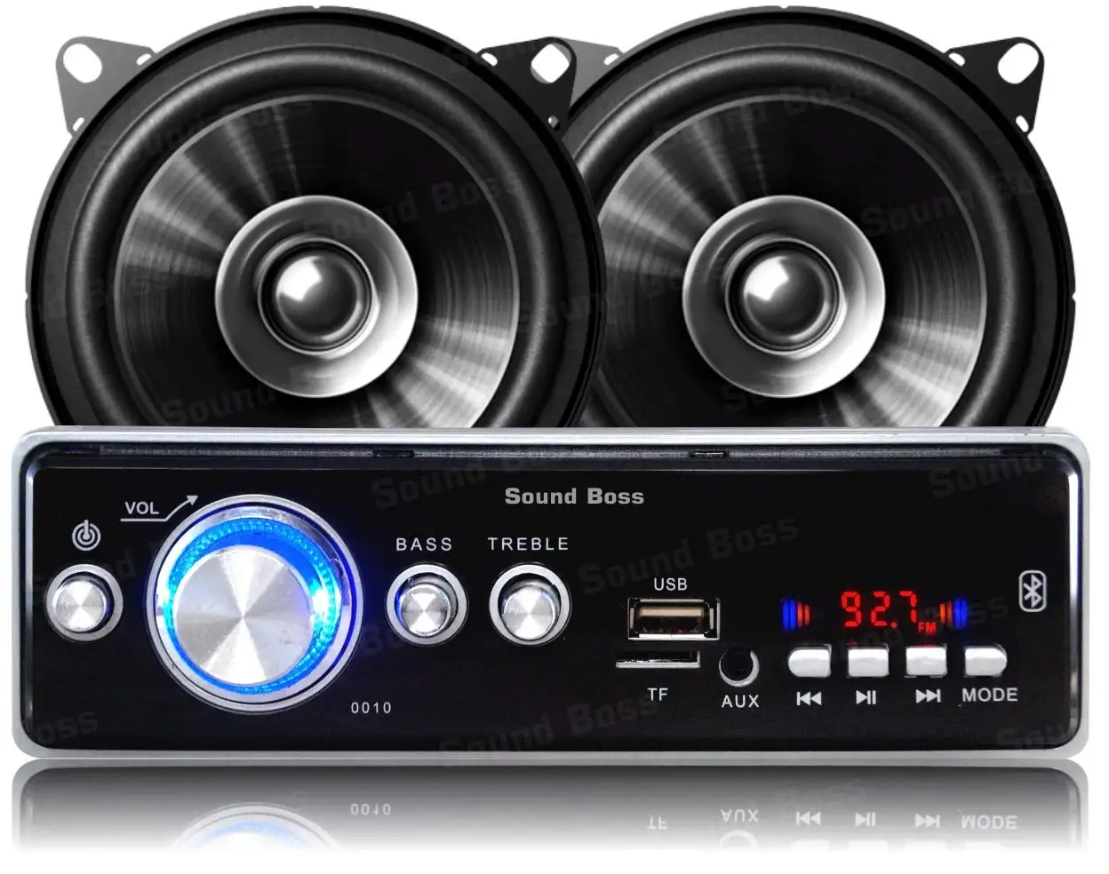 Sound Boss AUX SD USB bluetooth cruscotto Stereo per auto FM/MP3 4 "revisore Dual Performance 200W MAX B1015