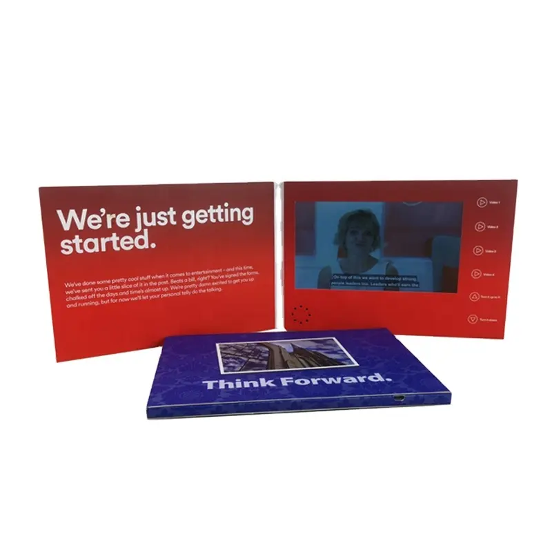 Pantalla Digital de invitación personalizada de alta calidad, tarjeta de folleto de vídeo Lcd de felicitación de negocios, muestra gratis de fábrica de 18 años