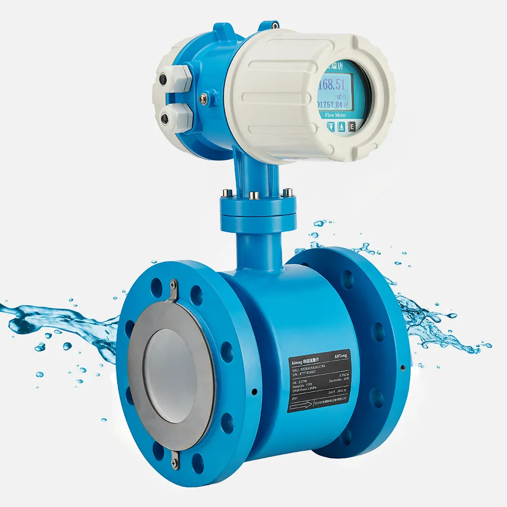 DN50 DN100 PU Lining RS485 pulse 4-20mA Digital Water Flowmeter Sewage Mag Flow Meter Electromagnetic Flow Meter For Slurry