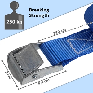 Cam khóa Ratchet <span class=keywords><strong>Tie</strong></span> xuống Dây đeo 1inch 2.5m phá vỡ sức mạnh 250kg kẹp khóa với phát hành nhanh chóng cho hàng hóa kiểm soát - Product Image 3