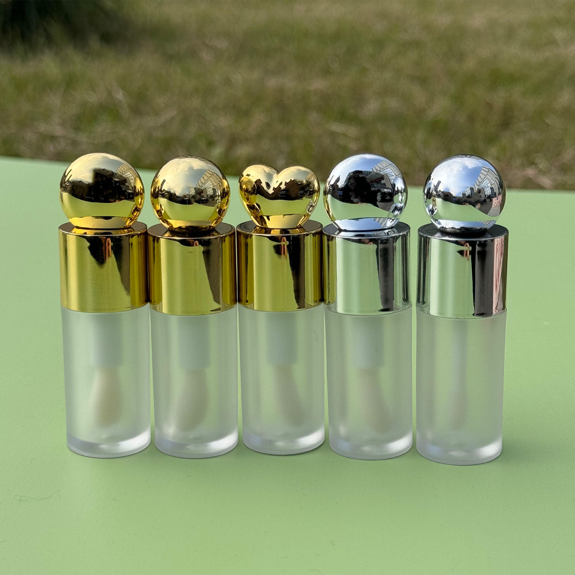 Bouteille mat + tête ronde argentée