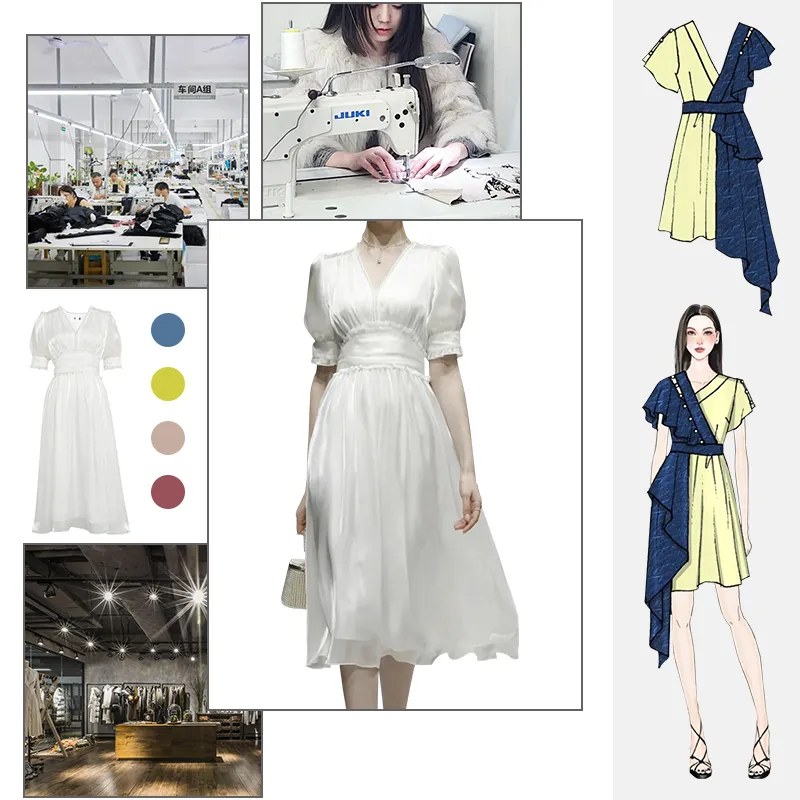 Personalización de ropa de alta calidad, bordado, vestidos de retazos de encaje, personalización de pedidos pequeños de fabricantes chinos