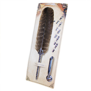 Retro avrupa tarzı türkiye tüy Quill Dip kaligrafi dolma kalem karton kol ile gümüş Metal 5 ekstra İpuçlari - Product Image 3