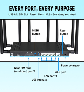 Mở khóa Modem <span class=keywords><strong>DDR4</strong></span> 1GB EMMC Flash 5G Router Modem wifi6 ax3000 mt7981b 11ax openwrt Router công nghiệp 4G/5G Router - Product Image 5