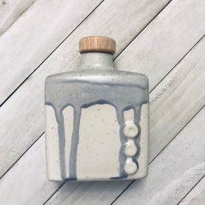 Handmade Ceramic Flask with Wood Topped Cork Stopper Spirits Wine Bottle Perfect for Sharing a <strong>Nip</strong> of a Favourite Beverage 8oz - Product Image 6