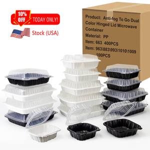 Thực phẩm dùng một lần container 9by9 inch vuông microwavable hộp nhựa bản lề Nắp vỏ sò PP ăn trưa bao bì cho nhà hàng gói - Product Image 1