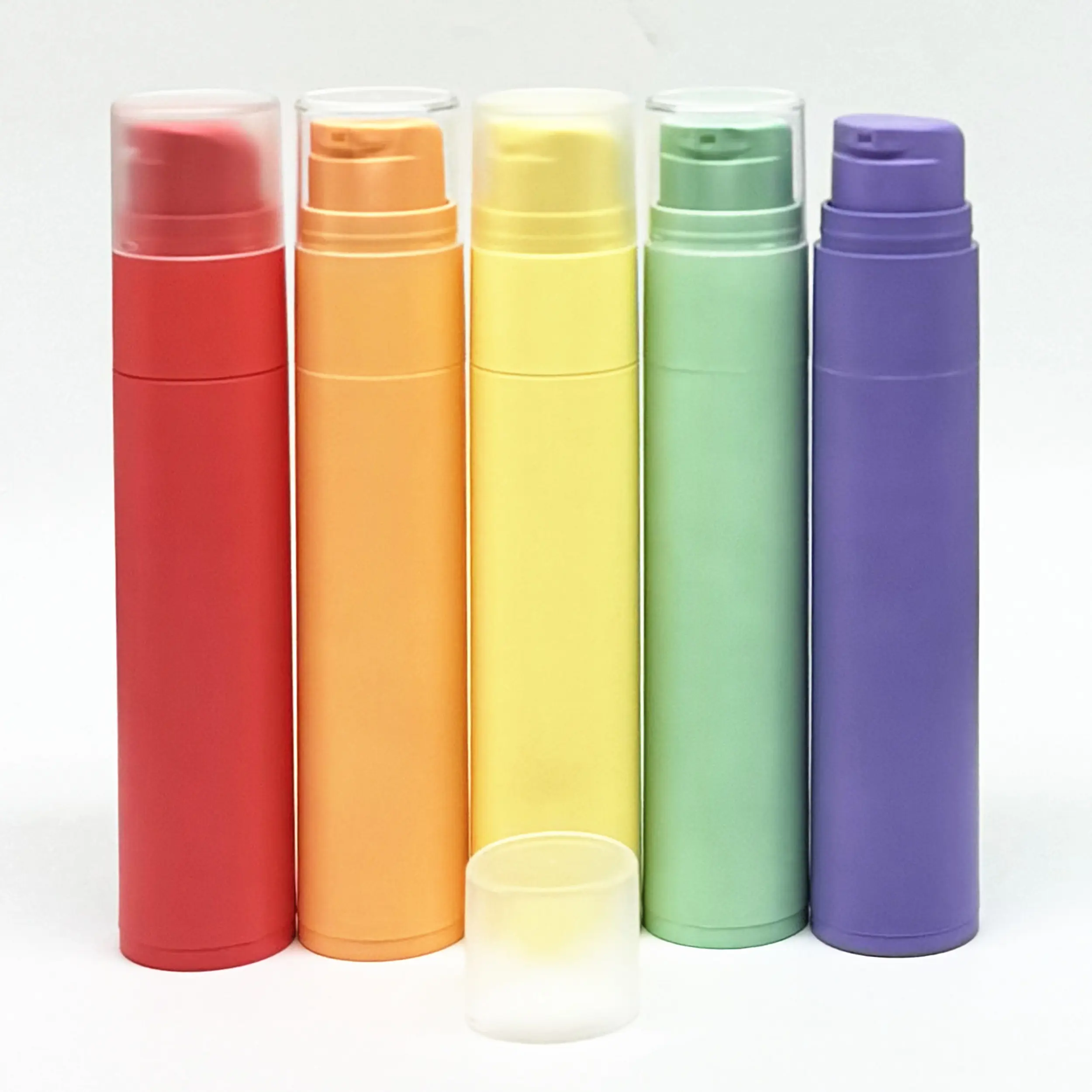 Refillable colorful cosmetic airless pump toothpaste tube PP plastic bottle 60ml slim bottle