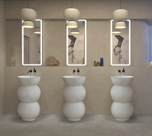 Không thường xuyên hiện đại phong cách Bắc Âu trắng handmade manmake Đá Nhân Tạo phòng tắm đứng rửa lưu vực bệ bồn rửa - Product Image 3