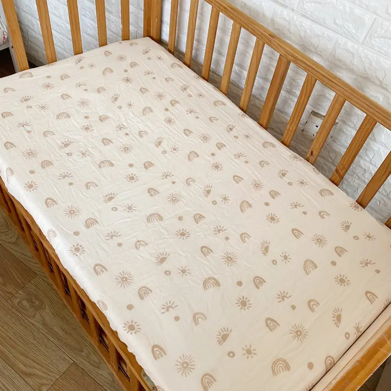 Juego de sábanas de material 100% algodón para bebé, ropa de cama suave para cuna