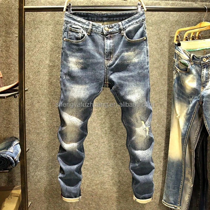 2022 Men's Stretch Skinny Jeans Men's Stretch Ripped pants Men's jeans