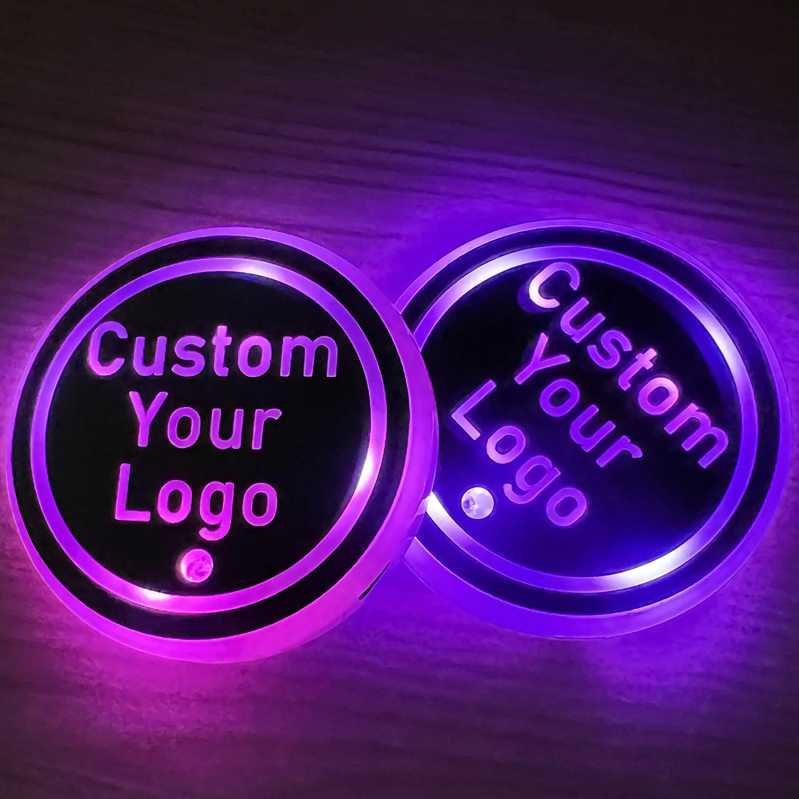 Logo personalizzato portabicchieri per auto luci a led con 7 colori tappetino ricarica USB tazza Coaster luce atmosfera interna