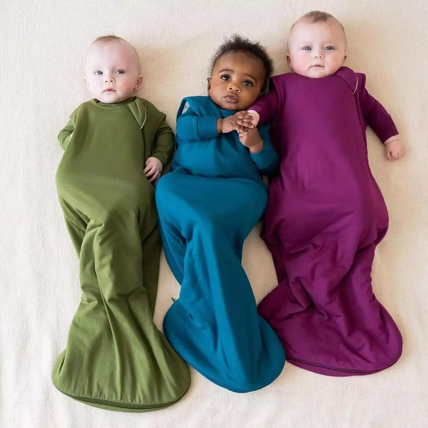 신생아 아기 옷 어린이 수면 자루 원단 일반 단단한 0.5 토그 1.0 토그 100% 대나무 스판덱스 니트 침낭 수면 자루