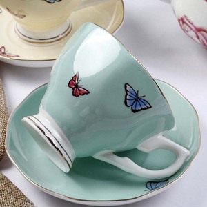 Seramik çay kahve fincanı phnom Penh çiçek kemik çini fincan tabağı seti kapaklı altın jant türk yeniden kullanılabilir arapça buz özel porselen - Product Image 1