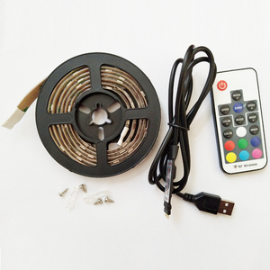 ไฟเส้น LED RGB 24ปุ่มควบคุมด้วยรีโมต,ใช้พลังงานจาก USB 5V SMD 5050กันน้ำได้ยืดหยุ่นสำหรับทีวี