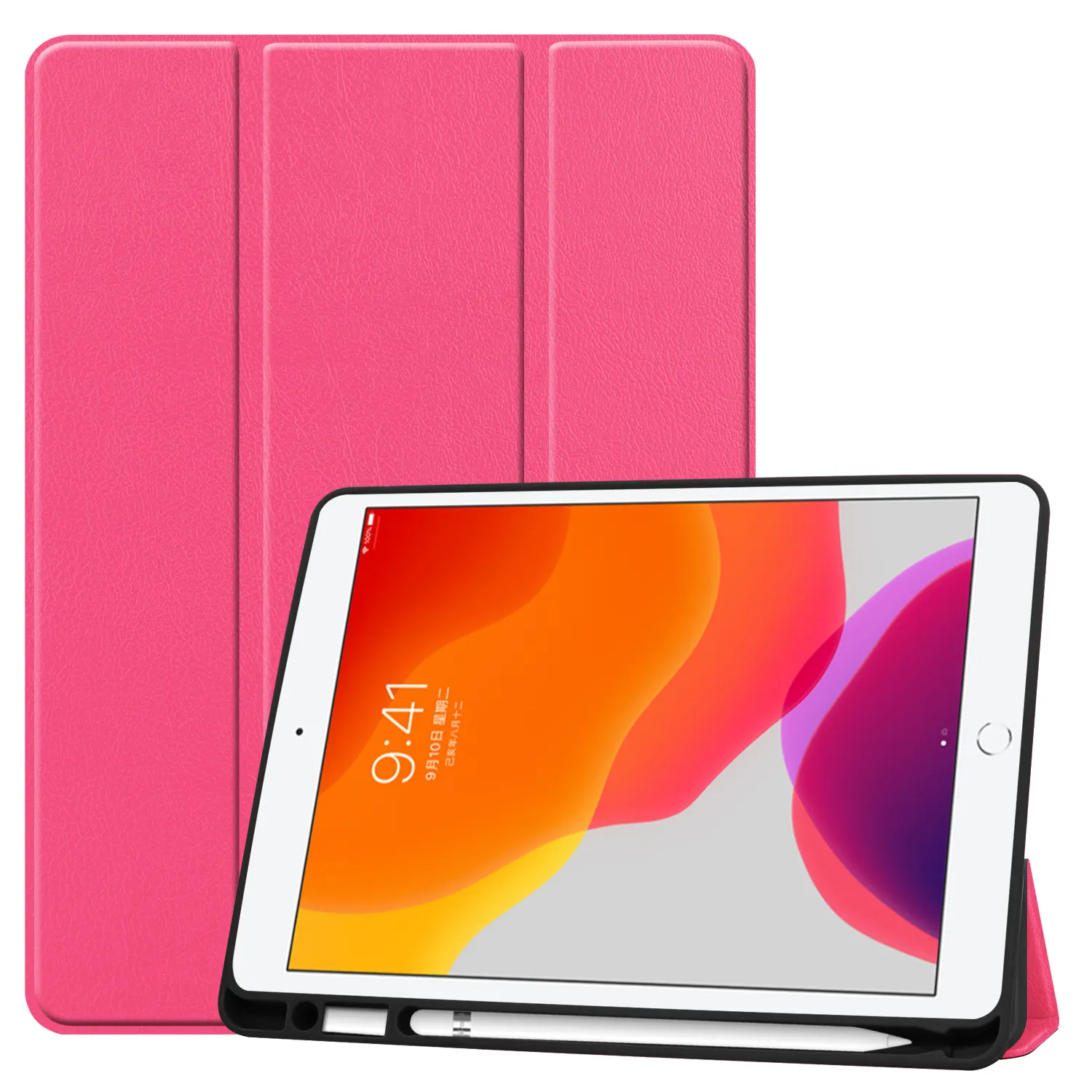 New product Three fold PC+PU Shockproof Case Back Shell for ipad 7/8 10.2 case With TPU Pen slot