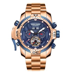REEF TIGER RGA3532G spor izle yıl ay sürekli takvim büyük çelik kasa saatler ile karmaşık arama