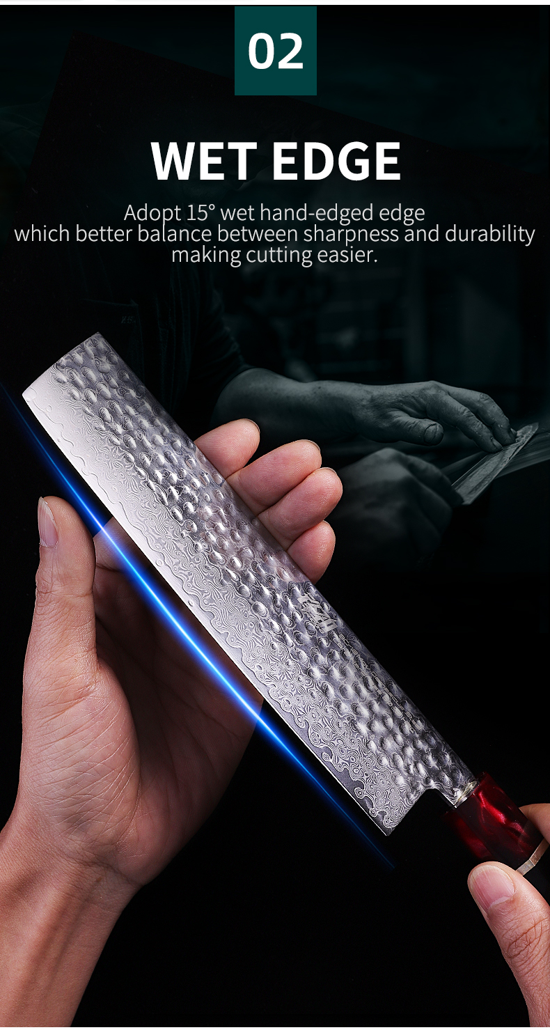 FINDKING Eternity Series 7 Inch Japanese Nakiri Knife 9Cr18MoV 67 Layers Damascus Steel Blade Resin Handle Kitchen Chef Knife