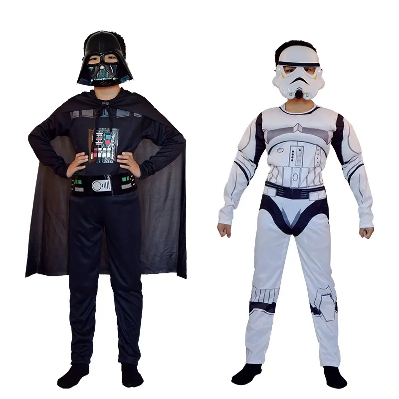 Costume d'halloween Cosplay Muscle Wars Star cos Darth Vader pour enfants, Costume de super-héros pour enfants, body avec masque, cadeau pour enfants