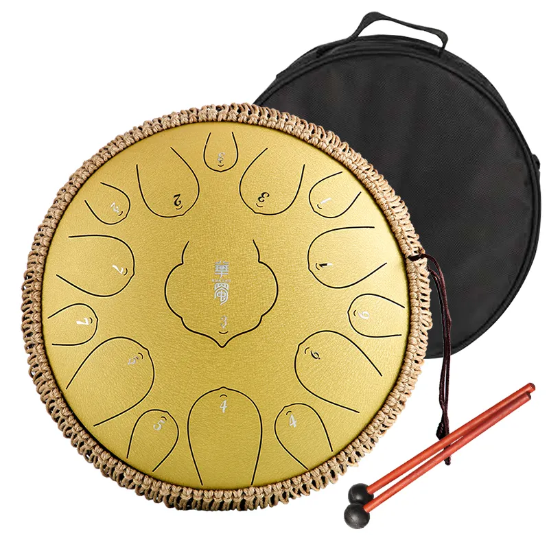 Hluru лотоса стали язык барабан 15 Примечание 13 дюймов Handpan Музыкальные инструменты барабаны комплект бак барабан с выпуклость THD15-13