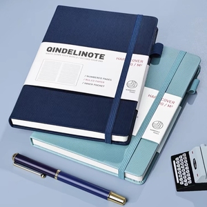 Luxury A5 Blue <strong>Notebook</strong> <strong>with</strong> <strong>Stripe</strong> Styling Leather Cover Custom Students Journal Featuring <strong>Binding</strong> Two Ribbon Bookmarks - Product Image 2
