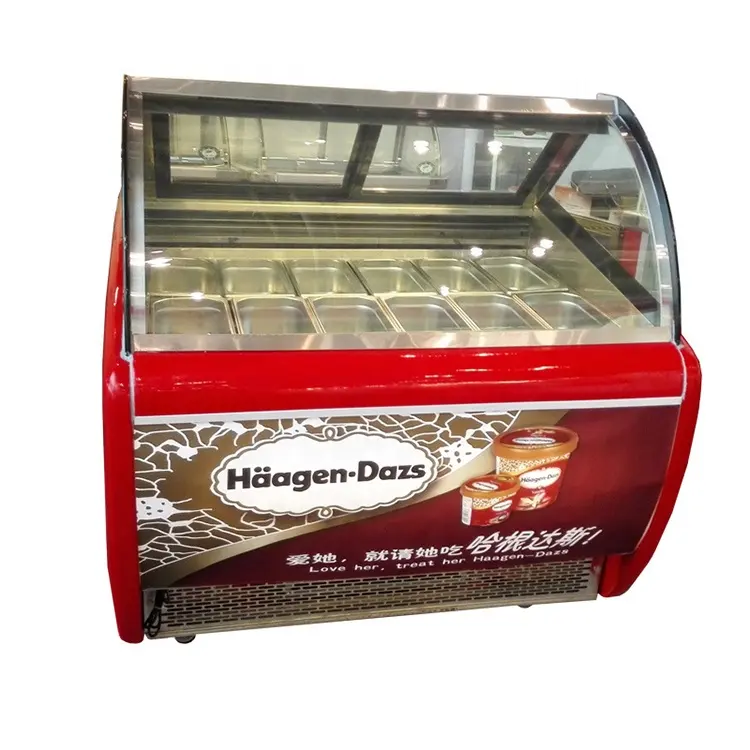 Commerciale Utilizzato All'aperto Italiano Ice Cream Display Freezer