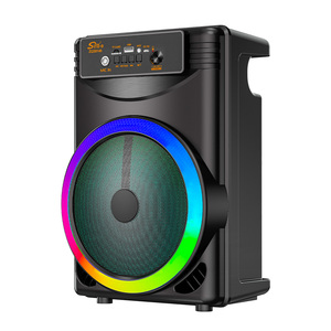 Altavoz Bluetooth recargable portátil con iluminación LED RGB Micrófono de diente azul para Karaoke para uso en computadora