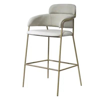 Tabouret de bar en velours moderne, mobilier élégant, chaise luxueuses, avec accoudoir, en métal doré, pour discothèque, magasin, 1 pièce