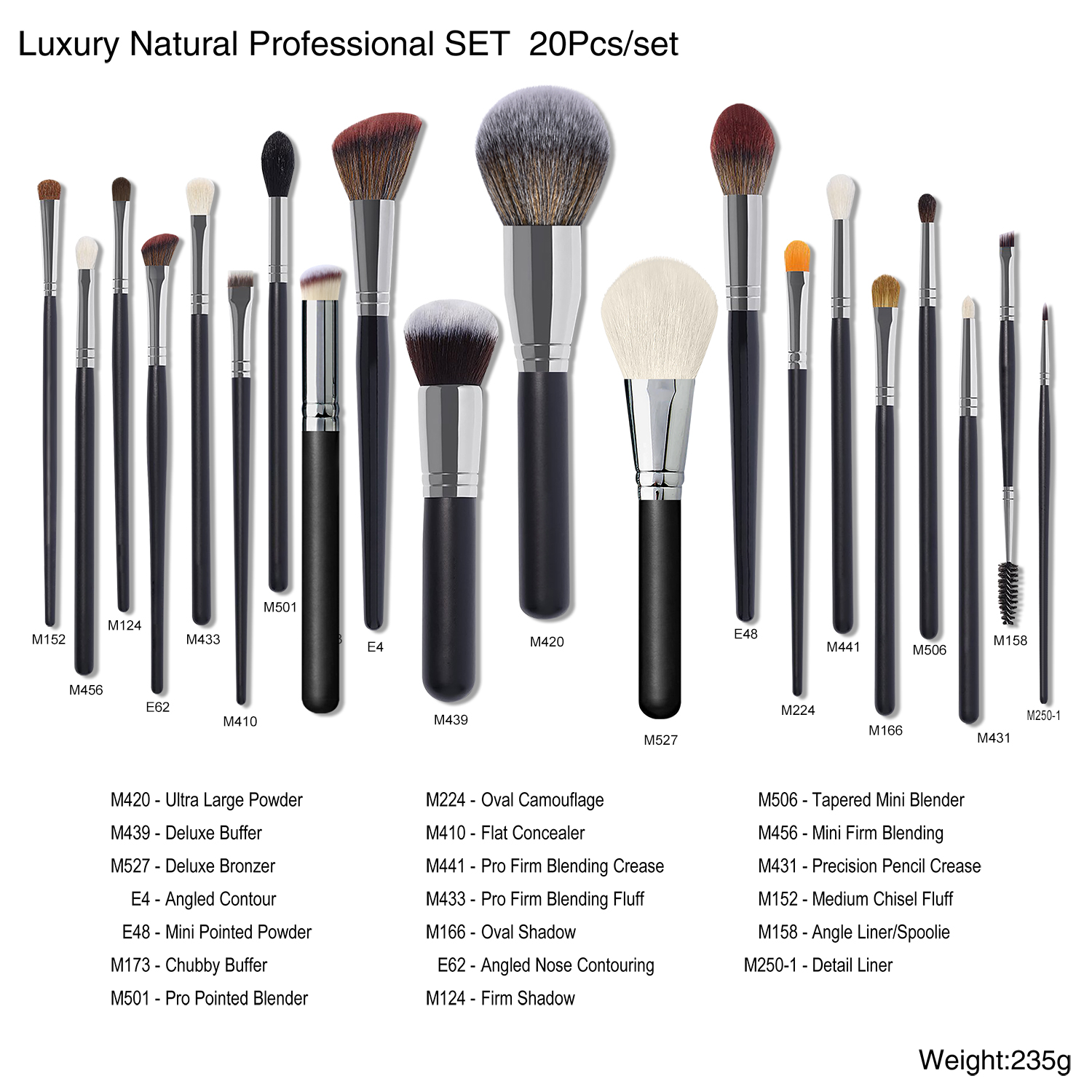 20pcs black color brush