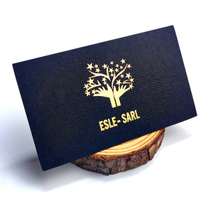 Kartu Nama Bisnis Hitam Bertepi Emas Tekstur Embos Mewah Kertas Karton Kustom MOQ Rendah Berkualitas Tinggi 600gsm Laris Manis - Product Image 3