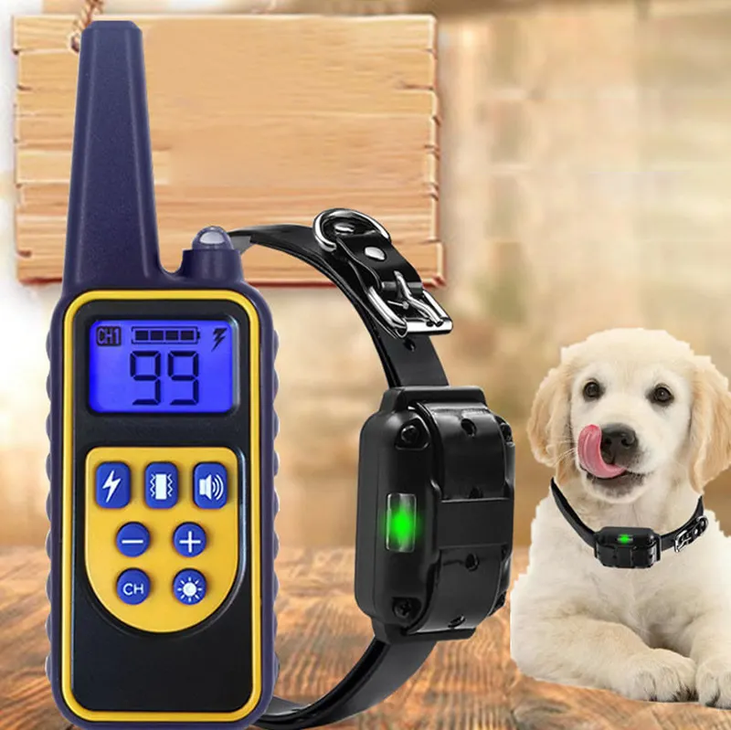 Produsen kualitas terbaik 1000 kaki 2 anjing tahan air e-kerah pengendali jarak jauh listrik hewan peliharaan kerah kejut pelatihan anjing kerah