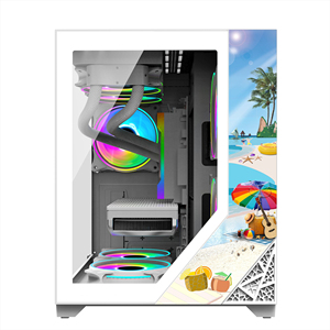 Lovingcool venta al por mayor fundas de ordenador para juegos COMPUT CASE PC de escritorio personalizado PC vidrio ATX aluminio blanco PC case con ventilador RGB - Product Image 2