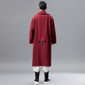 เสื้อโค้ทผ้าฝ้ายพิมพ์ลายปักกิ่งโอเปร่าสไตล์จีนสำหรับผู้ชาย - Product Image 2
