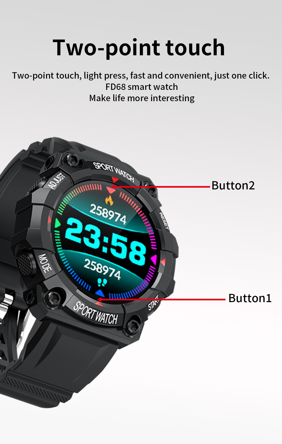Incoming call FD68 smartwatch round color screen Heart Rate Blood Pressure IP68 Waterproof Reloje Inteligente FD68 Smart Watch