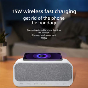 Bluetooth soundbox 15w wireless fast charger tessuto uso domestico altoparlante sveglia portatile per macchina del suono