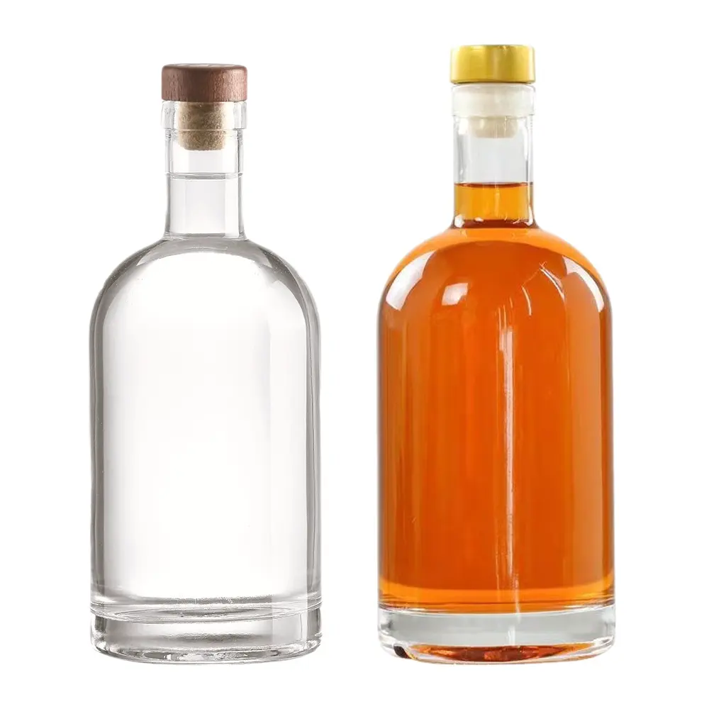 Benutzer definierte hohe weiße Glas produktion Wodka Whisky Flasche 375ml 500ml 750ml transparente Glasflasche Siebdruck
