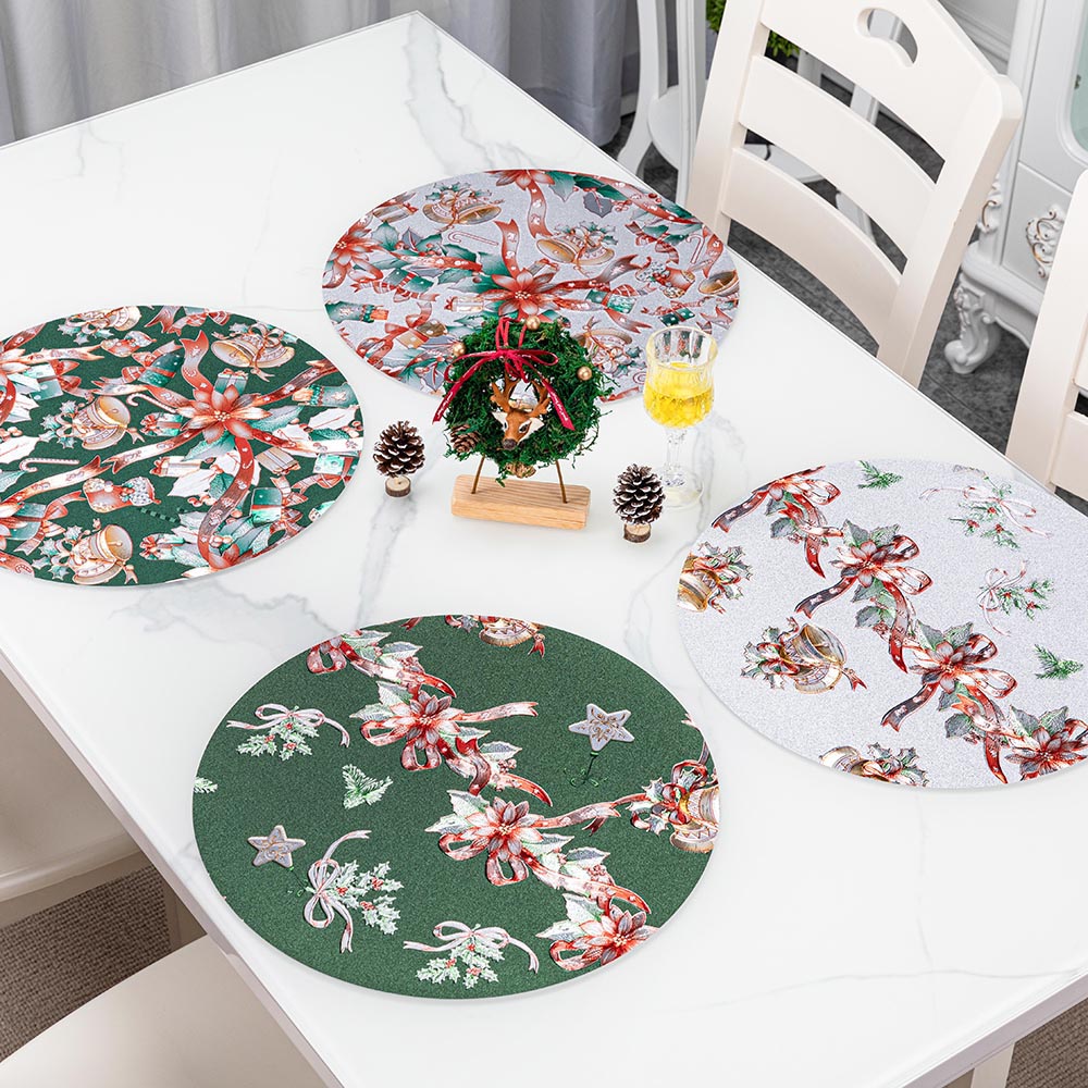 IUIU 45*30cm 6 pcs Set PVC American European Western Stylish Christmas Xmas Dining Placemats for Table
