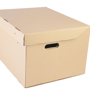 Caja de archivo de almacenamiento de archivos de embalaje de cartón corrugado de concha marrón duradera grande de tamaño personalizado con asa - Product Image 3